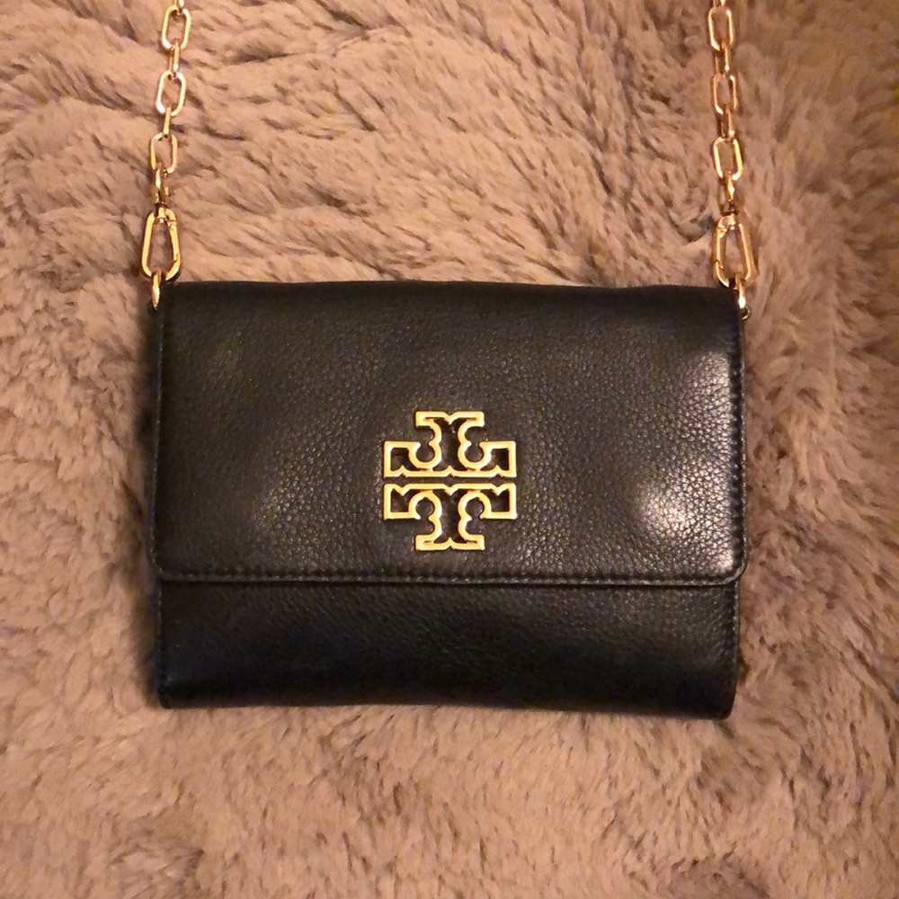 Tory Burch Black Britten Leather Chain Bag Purse